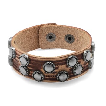 Doppelreihiges Herrenarmband aus Leder im Windrosen-Design, breites Modell