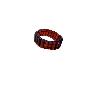Straw Design Kuka Herrenarmband aus bestickter brauner Stahl-Leder-Kombination