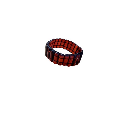 Straw Design Kuka Herrenarmband aus bestickter brauner Stahl-Leder-Kombination